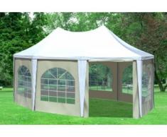 4x5,5 m Pavillon ARABICA PVC 400 g/m² - wasserdicht - Weiß Beige inkl. Seitenwänden mit Fenster" "