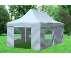3x6 m Faltpavillon Professional ALU Polyester 330 g/m² - 100 % wasserdicht - Grau inkl. Seitenwänden mit Fenster" "