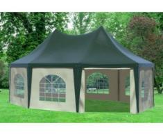 5x6,8 m Pavillon ARABICA PVC 400 g/m² - wasserdicht - Grün Beige inkl. Seitenwänden mit Fenster" "