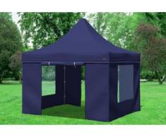 3x3 m Faltpavillon PREMIUM STAHL Polyester 330 g/m² - 100 % wasserdicht - Blau inkl. Seitenwänden mit Fenster" "