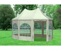 3x4,1 m Pavillon ARABICA PVC 400 g/m² - wasserdicht - Beige inkl. Seitenwänden mit Fenster" "