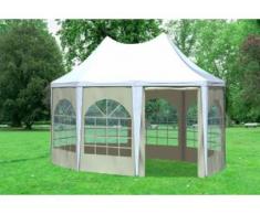 3x4,1 m Pavillon ARABICA PVC 400 g/m² - wasserdicht - Weiß Beige inkl. Seitenwänden mit Fenster" "