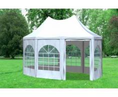 3x4,1 m Pavillon ARABICA PVC 400 g/m² - wasserdicht - Weiß inkl. Seitenwänden mit Fenster" "