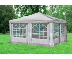 4x4 m Pavillon DELUXE Polyester-PVC 280 g/m² - wasserdicht - Braun inkl. Seitenwänden mit Fenster" "