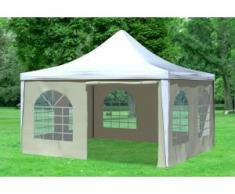 4x4 m Pavillon ARABICA PVC 400 g/m² - wasserdicht - Weiß Beige inkl. Seitenwänden mit Fenster" "