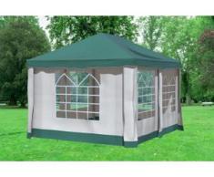3x4 m Pavillon DELUXE Polyester-PVC 280 g/m² - wasserdicht - Grün inkl. Seitenwänden mit Fenster" "