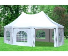 5x6,8 m Pavillon ARABICA PVC 400 g/m² - wasserdicht - Weiß Beige inkl. Seitenwänden mit Fenster" "