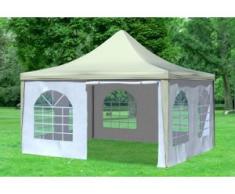 4x4 m Pavillon ARABICA PVC 400 g/m² - wasserdicht - Beige Weiß inkl. Seitenwänden mit Fenster" "