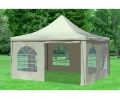 4x4 m Pavillon ARABICA PVC 400 g/m² - wasserdicht - Beige inkl. Seitenwänden mit Fenster" "