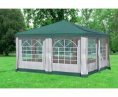 4x4 m Pavillon DELUXE Polyester-PVC 280 g/m² - wasserdicht - Grün inkl. Seitenwänden mit Fenster" "