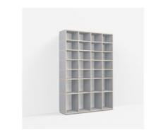 Individualisierbares Bücherregal aus Massivholz in Grau. Moderne Designer-Möbel nach Maß.
