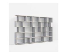 Individualisierbares Bücherregal aus Massivholz in Grau. Moderne Designer-Möbel nach Maß.