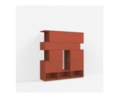 Individualisierbares Bücherregal aus Spanplatte in Rot. Moderne Designer-Möbel nach Maß.