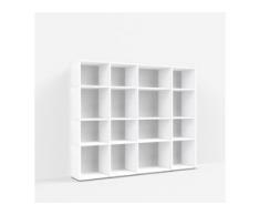 Individualisierbares Bücherregal aus Spanplatte in Weiß. Moderne Designer-Möbel nach Maß.