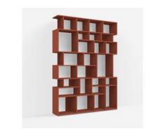 Individualisierbares Bücherregal aus Spanplatte in Rot. Moderne Designer-Möbel nach Maß.