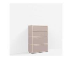 Individualisierbare Kommode mit Türen aus Spanplatte in Rosa. Moderne Designer-Möbel