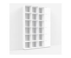 Individualisierbares Bücherregal aus Spanplatte in Weiß. Moderne Designer-Möbel nach Maß.