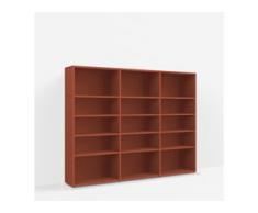 Individualisierbares Bücherregal aus Spanplatte in Rot. Moderne Designer-Möbel nach Maß.
