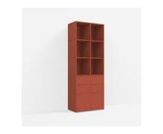 Individualisierbares Bücherregal aus Spanplatte in Rot. Moderne Designer-Möbel nach Maß.