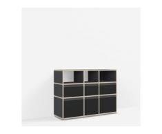 Konfigurierbare Kommode mit Türen. Aus Multiplexplatte in Schwarz.