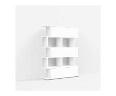 Individualisierbares Bücherregal aus Spanplatte in Weiß. Moderne Designer-Möbel nach Maß.