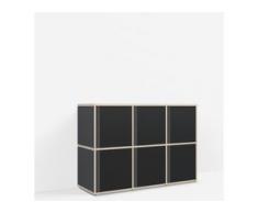 Konfigurierbare Kommode mit Türen. Aus Multiplexplatte in Schwarz.