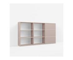 Individualisierbare Kommode mit Türen aus Spanplatte in Rosa. Moderne Designer-Möbel