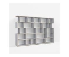 Individualisierbares Bücherregal aus Massivholz in Grau. Moderne Designer-Möbel nach Maß.