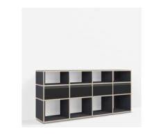 Konfigurierbare Kommode mit Schubladen. Aus Multiplexplatte in Schwarz.