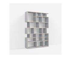 Individualisierbares Bücherregal aus Massivholz in Grau. Moderne Designer-Möbel nach Maß.