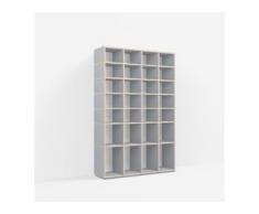 Individualisierbares Bücherregal aus Massivholz in Grau. Moderne Designer-Möbel nach Maß.