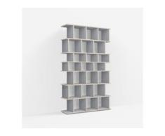 Individualisierbares Bücherregal aus Massivholz in Grau. Moderne Designer-Möbel nach Maß.