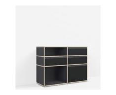 Konfigurierbare Kommode mit Türen. Aus Multiplexplatte in Schwarz.