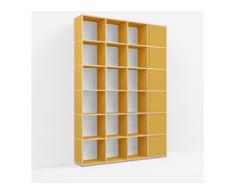 Individualisierbares Bücherregal aus Spanplatte in Gelb. Moderne Designer-Möbel nach Maß.
