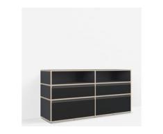 Konfigurierbare Kommode mit Schubladen. Aus Multiplexplatte in Schwarz.
