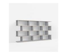 Individualisierbares Bücherregal aus Massivholz in Grau. Moderne Designer-Möbel nach Maß.