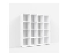 Individualisierbares Bücherregal aus Spanplatte in Weiß. Moderne Designer-Möbel nach Maß.
