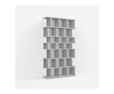 Individualisierbares Bücherregal aus Massivholz in Grau. Moderne Designer-Möbel nach Maß.