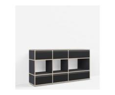 Konfigurierbare Kommode mit Schubladen. Aus Multiplexplatte in Schwarz.
