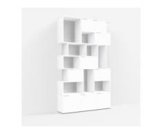 Individualisierbares Bücherregal aus Spanplatte in Weiß. Moderne Designer-Möbel nach Maß.