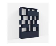 Individualisierbares Bücherregal aus Spanplatte in Blau. Moderne Designer-Möbel nach Maß.