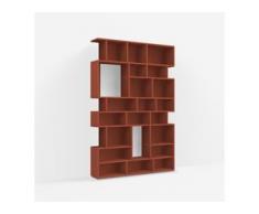 Individualisierbares Bücherregal aus Spanplatte in Rot. Moderne Designer-Möbel nach Maß.