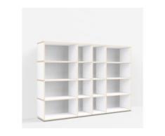 Individualisierbares Bücherregal aus Massivholz in Weiß. Moderne Designer-Möbel nach Maß.