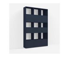 Individualisierbares Bücherregal aus Spanplatte in Blau. Moderne Designer-Möbel nach Maß.