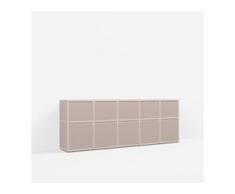 Individualisierbare Kommode mit Türen aus Spanplatte in Rosa. Moderne Designer-Möbel