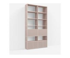 Individualisierbares Bücherregal aus Spanplatte in Rosa. Moderne Designer-Möbel nach Maß.