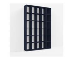 Individualisierbares Bücherregal aus Spanplatte in Blau. Moderne Designer-Möbel nach Maß.