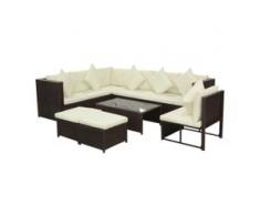 vidaXL 8-tlg. Garten-Lounge-Set mit Auflagen Poly Rattan Braun
