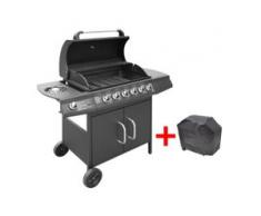 vidaXL Gasgrill 6+1 Brenner Schwarz