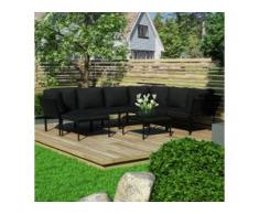 vidaXL 8-tlg. Garten-Lounge-Set mit Auflagen Schwarz PVC
